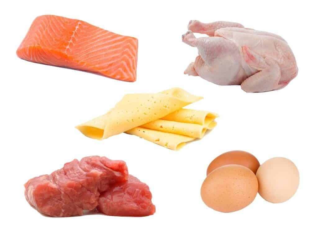 Las proteínas se encuentran en carnes, pescados, huevos, vegetales y lacteos