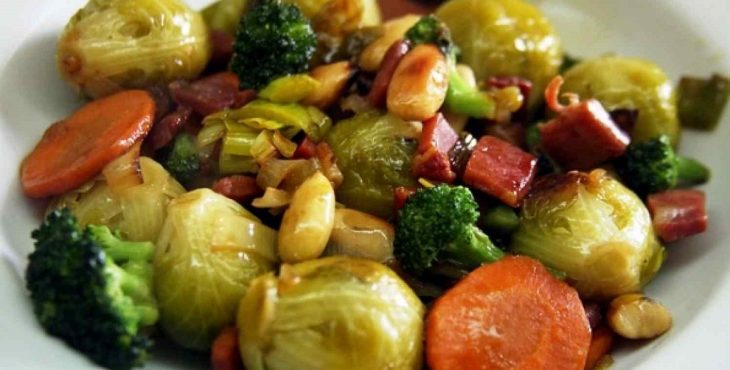 Receta de verduras al vapor con jamón