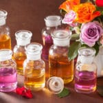 52833157 – essential oil and rose flowers aromatherapy spa perfumery